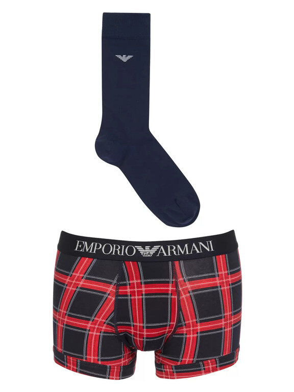 Emporio Armani Men Trunk Brief Socks Check Cocon Luxe