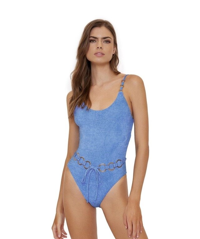 PilyQ Indie Sky Link Belted One Piece Swimsuit Cocon Luxe