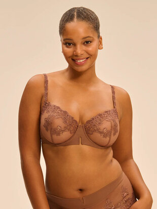 Simone Perele Saga Half Cup Bra - Brown