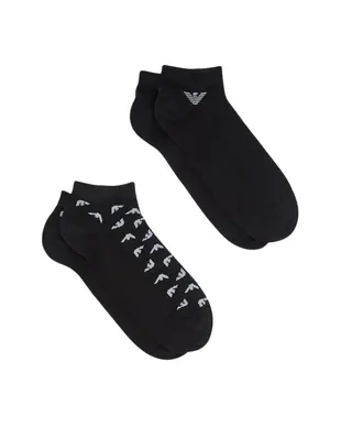 Emporio Armani Men Sneaker Socks 2-Pack - Black - Photo 1