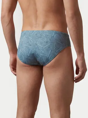 Emporio Armani All Over Logo Low Rise Swim Briefs Men - Photo 2