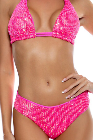Luli Fama Chasing Stars Triangle Top Bikini - Pink