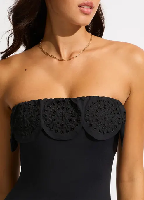 Seafolly Lulu One Piece Swimsuit Bandeau - Black