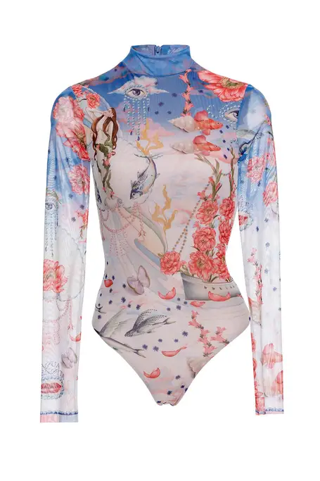 Agua Bendita Nacar Long Sleeve One Piece Swimsuit 