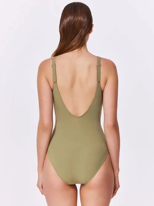 Gottex Hokkaido One Piece Swimsuit Round Neck - Green - Photo 2