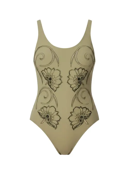 Gottex Hokkaido One Piece Swimsuit Round Neck - Green - Photo 1