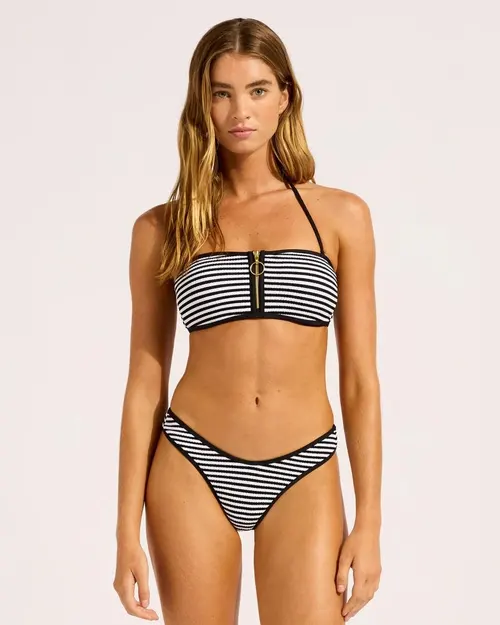 Seafolly Clubhouse Zip Front Bandeau Bikini Top - Photo 3