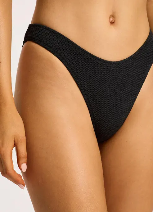 Seafolly Bikini High Cut Bottom - Black