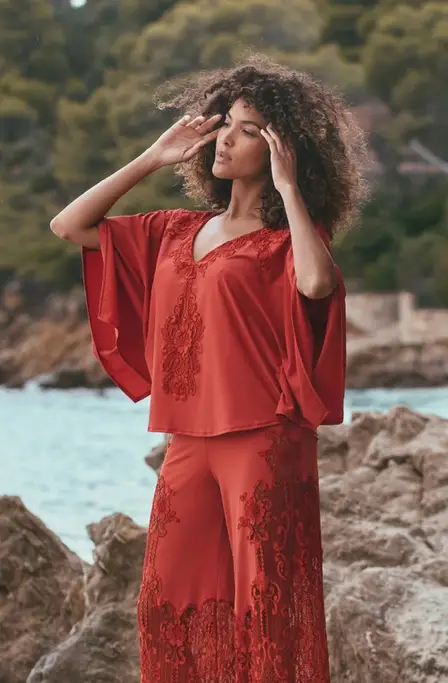 Marjolaine Aphrodite Top and Pant Set - Red