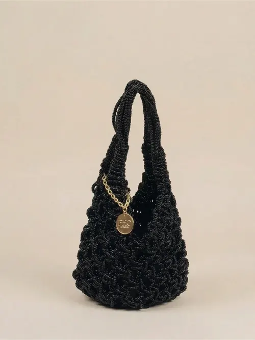 PHO Firenze Woven Bag with Rhinestones - Black - Photo 3