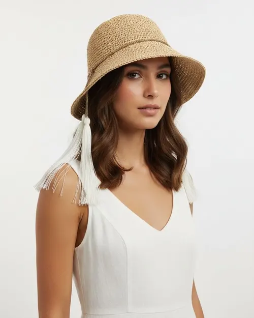 PHO Firenze Raffia Hat for Women - Beige - Photo 2