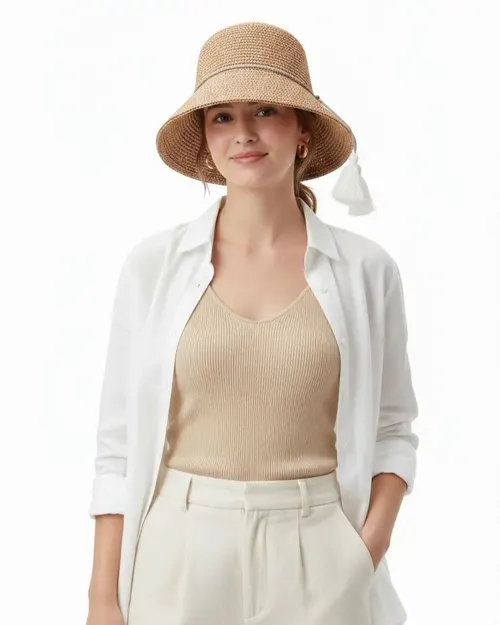 PHO Firenze Raffia Hat for Women - Pink - Photo 2