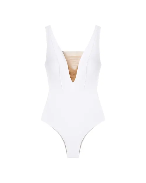 Pain de Sucre Alice Plunge One Piece Swimsuit - White - Photo 1