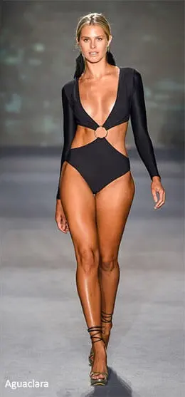 Aguaclara One Piece Swimsuit Long Sleeve - Black