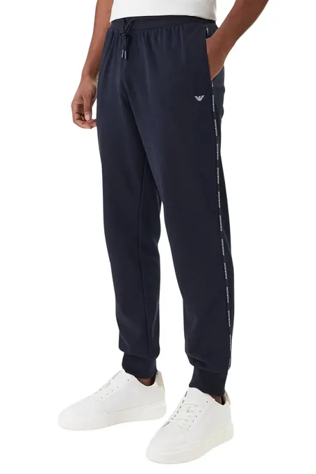 Emporio Armani Basic Terry Sweatpants Men Cotton - Navy Blue - Photo 1