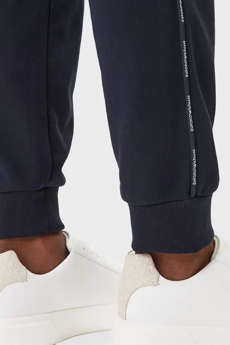 Emporio Armani Basic Terry Sweatpants Men Cotton - Navy Blue - Photo 4