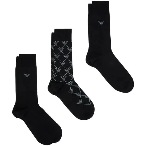 Набор носков мужских 3 пары Emporio Armani EM000554-pack-black - Фото 1
