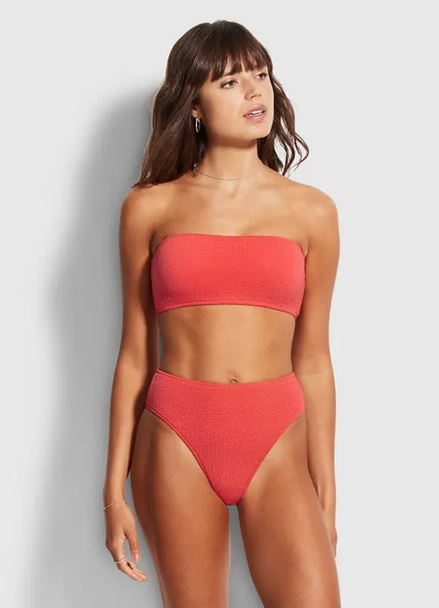 Seafolly Sea Dive Waist High Bikini Bottoms - Coral