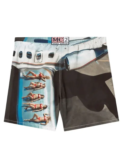 MC2 Saint Barth Gustavia Swim Shorts with St. Barth Airlines Print - Photo 2