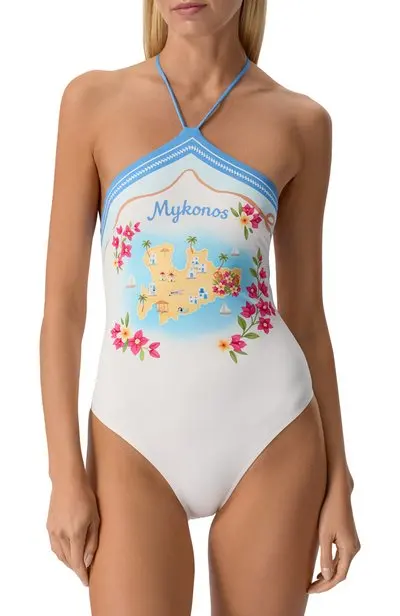 MC2 Saint Barth Meryem One Piece Swimsuit with Mykonos Print - Photo 3