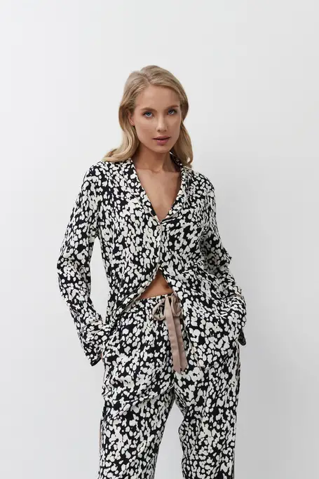 Aruelle Solene Women Long Sleeve Pajama Set Black