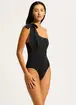 Seafolly Beau One Shoulder One Piece Swimsuit Black