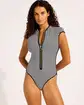 Seafolly Clubhouse Cap Sleeve Zip Front One Piece Swimsuit - Photo 4